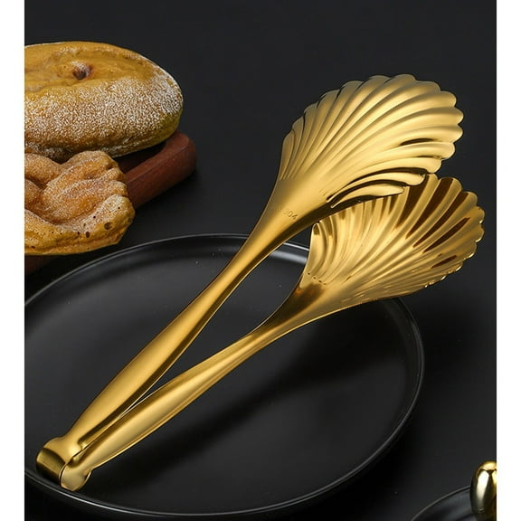 Gold 304 Stainless Steel Tongs,Plated Design Buffet Salad Serving Tools, Kitchen Tongs For Restaurants Pastries Grilling,Serving Tongs,Kitchen Utensils,Dining Tools,Gold,1PC