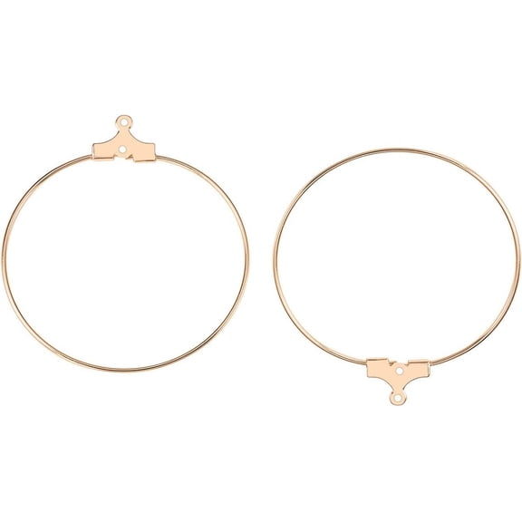 Gold 30PCS 18K Gold Plated Round Beading Hoop Earring Finding Components With 2 Loops (40x36mm)