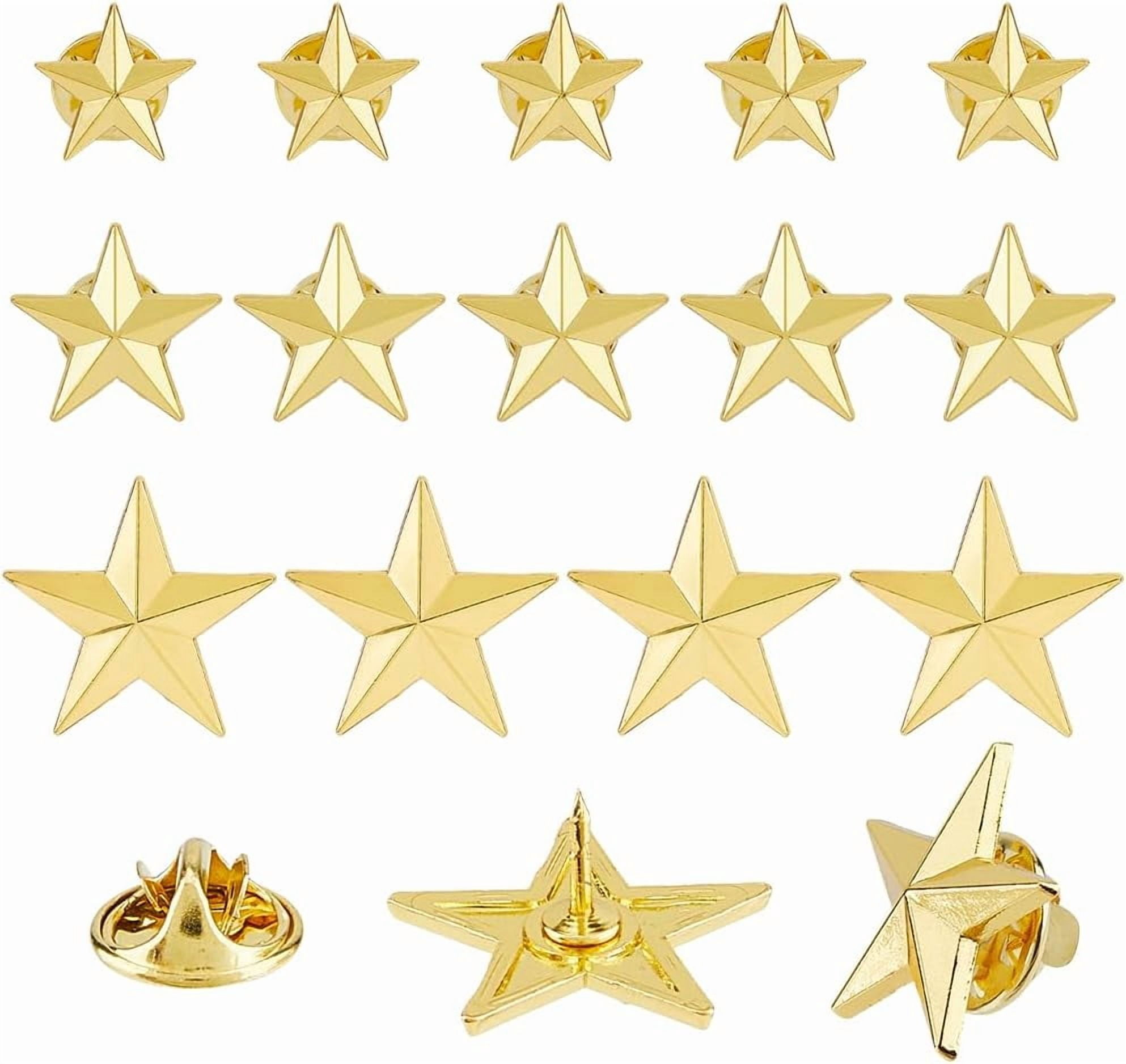 Star Pin Rcm Gold 30Pcs 3 Sizes Star Badge Lapel Pin Memorial Star Brooch Pins ...
