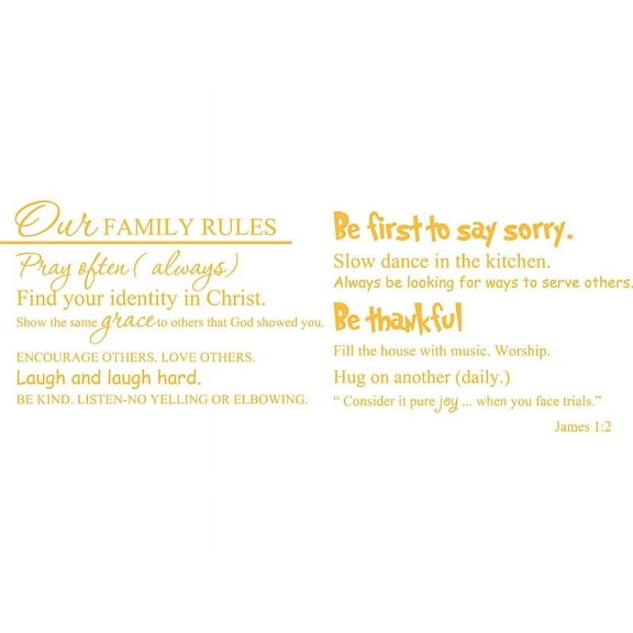 Gold 32" x 24" Our Family Rules... Vinyl wall art Inspirational quotes and saying home decor decal sticker