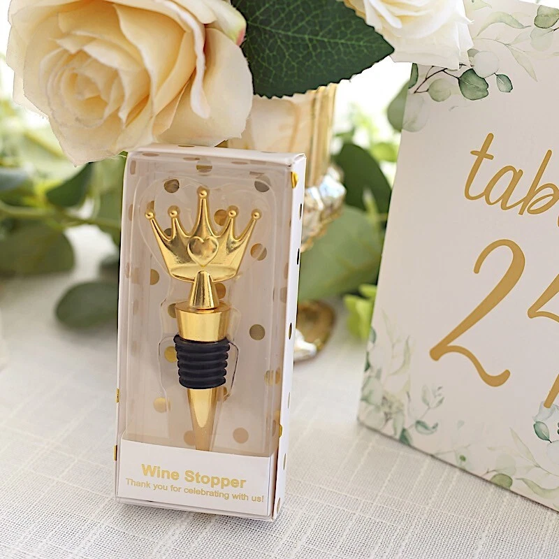 Stoppers Box Gold 4 In Crown Metal Wine Bottle Stopper Clear Gift Box Party Events ...