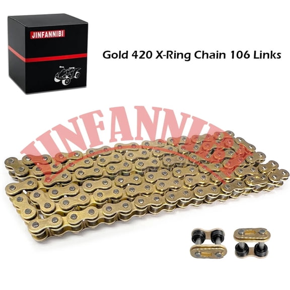 Gold 420 X-Ring Drive Chain 106 Links with Master Link for Honda Grom/CR60R/XR80R, Suzuki AC50, Yamaha DT80/DT100 | Replaces OEM 94580-52106-00