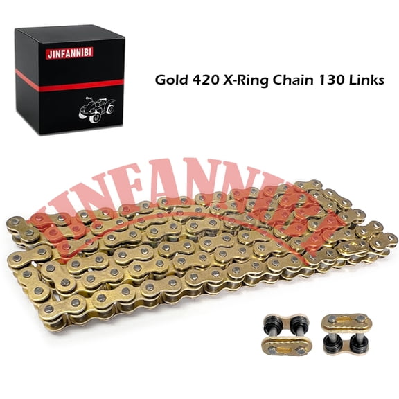 Gold 420 X-Ring Drive Chain 130 Links with Master Link for Honda CRF150R CR85R Kawasaki KX85 (2001-2024) | 40540-KSE-003, 40530-GBF-B01