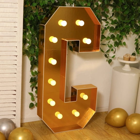 Gold 4ft LED Marquee Letter C Pre-Cut Foam Board Lighted Sign Wedding Event Party