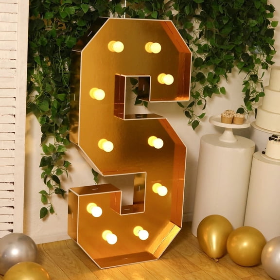 Gold 4ft LED Marquee Letter S Pre-Cut Foam Board Lighted Sign Wedding Event Party