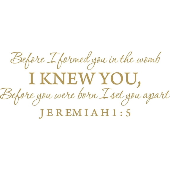 Gold 50" x 20" Decaltor Before I formed you in the womb Jeremiah 1:5 Vinyl wall art family mother newborn bible prayer Inspirational quotes and saying home décor
