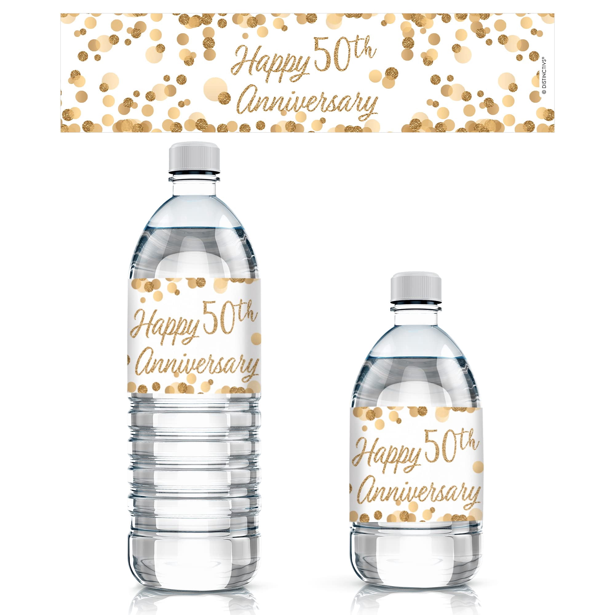 Gold 50th Anniversary Water MMF7 Bottle Labels, 50th Wedding ...