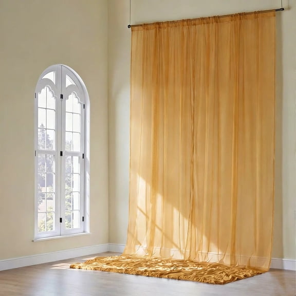 Gold 5x20 feet Chiffon Sheer Curtain Panel Ceiling Backdrop Drape Wedding Party Decor