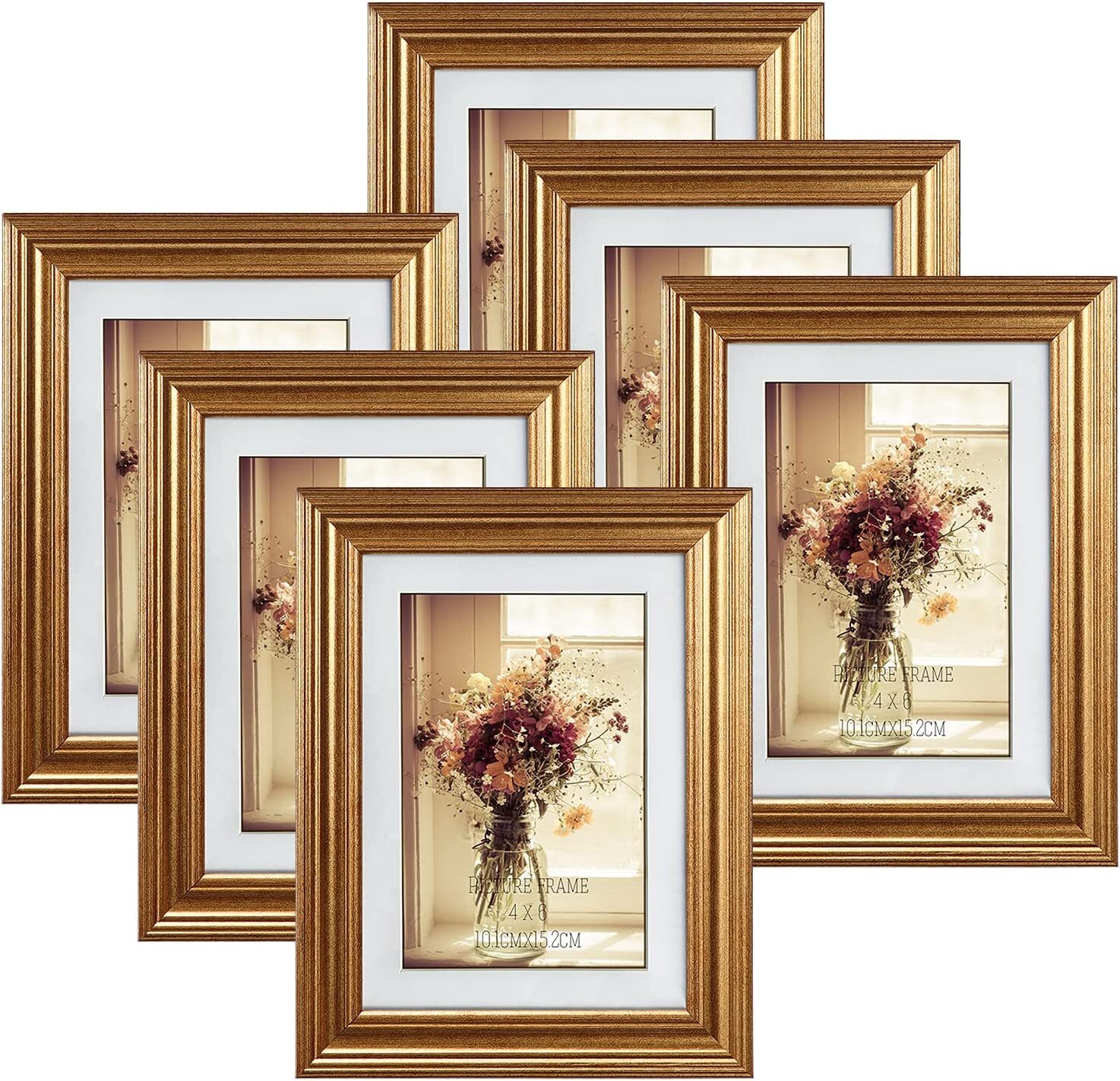 Langdon House 5x7 Gold Picture Frames, Modern Contemporary Style, 6