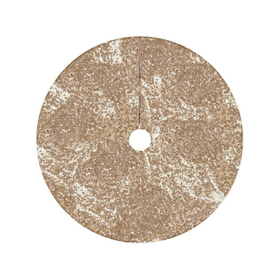 Gold 60Cm Red Glitter Christmas Tree Skirt, Sequin Velvet Round Mat For Tree Base, Festive Holiday Home Decor