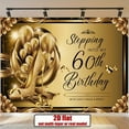thumbnail image 1 of Gold 60th Birthday Backdrop Stepping Into My 60th Birthday Photography Background for Women Golden Glitter Balloons Heels 60th Birthday Party Decorations Banner Supplies Photo Booth Props, 1 of 3