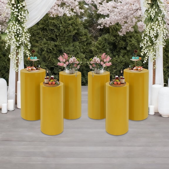 Gold 6Pack Cylinder Display Pedestal Stand for Wedding Festival Decor Cake Stand