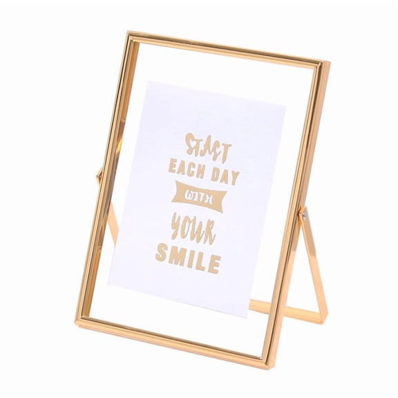 Gold 6x8''Floating Photo Frame,For Photo Sizes (3.5x5''4x6''5x7'' 6x8"),Simple Metal beaded floating Picture Frames for Tabletop/Shelf,Classy Gift Choice for Thanksgiving,Wedding