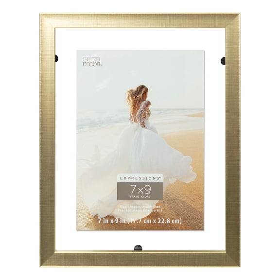 Studio Decor Gold 7" x 9" Float Frame, Expressions - Elegant Display Frame with Fold-Out Easel for Counter or Shelf, 12 Pack