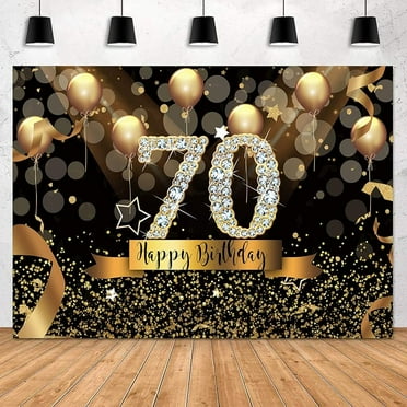 Gold 70th Birthday Backdrop Black Golden Balloons Photography Background for Women Fabulous 70 Bday Party Decoration Supplies Happy 70th Birthday Photo Banner