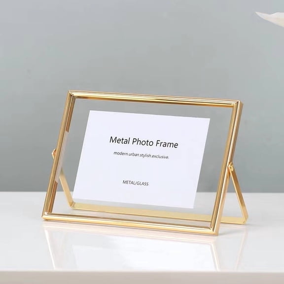 Gold 7x5'' Floating Frame,For Photo Sizes(3.5 x5'' & 4x 6''),4X6''Metal Lace Edge Frames Adjustable Tabletop/Shelf Photo Frame,for Thanksgiving,WeddingThanksgiving,Christmas