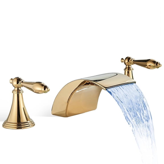 Gold 8" Widespread Bathroom Sink Faucet 3 Holes Vanity Basin Mixer Taps 2 Handle