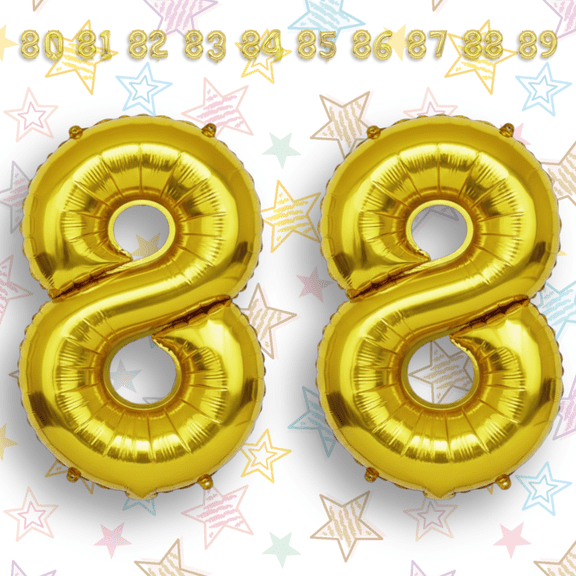 Gold Number 88 Mylar Foil Balloon 40" - Helium or Air Inflatable Metallic Balloons for 88th Happy Birthday, Graduation, Corporate Party Decorations