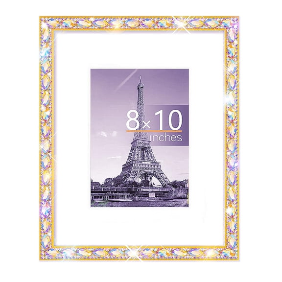 Gold 8x10 Bling Picture Frame With Sparkle Rhinestone Display Photo Frame 1 Pack