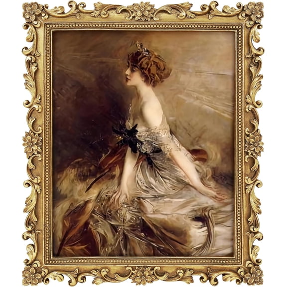 Gold 8x10 Picture Frame Vintage Antique Baroque for Wall or Tabletop Display, Ornate Gothic Victorian Frames Matted to 5x7 Photo