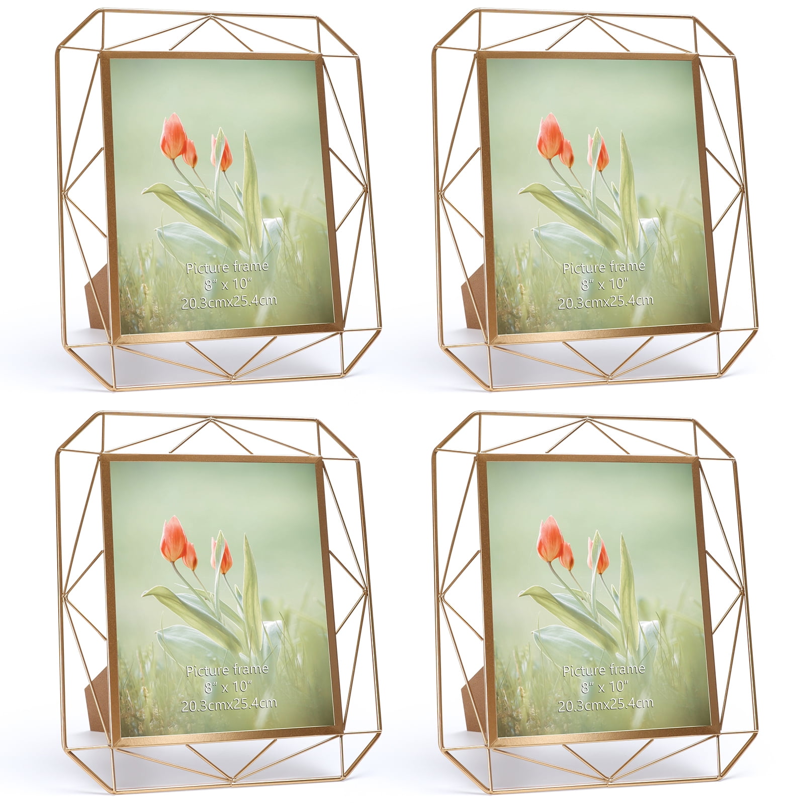 Gold 8x10 Picture Frames Set of 4,Metal Photo Frame for Wall and