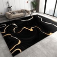 thumbnail image 1 of Gold Abstract Geometric Stripes Area Rug, Modern Twisted Lines Indoor Carpet, with Non-Slip Backing Washable Rugs for Living Room Bedroom Dining Room Office 4' x 7', 1 of 6