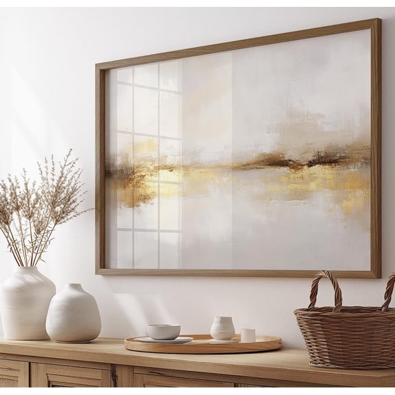 Gold Abstract Wall Art Modern Horizontal Neutral Decor, Unframed Canvas 16x20in
