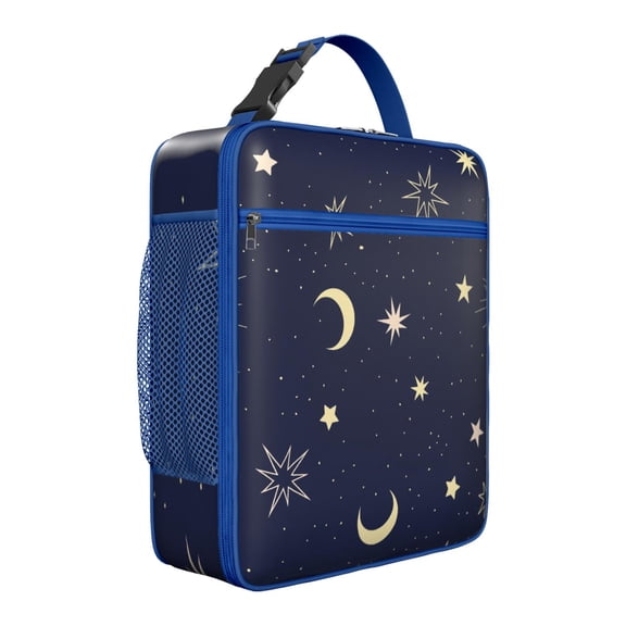 Gold Accent Gothic Lunch Box - Starry Night Constellation Pattern, Insulated Reusable Tote Bag with Zipper Closure & Leakproof Cooler for Picnic/Camping
