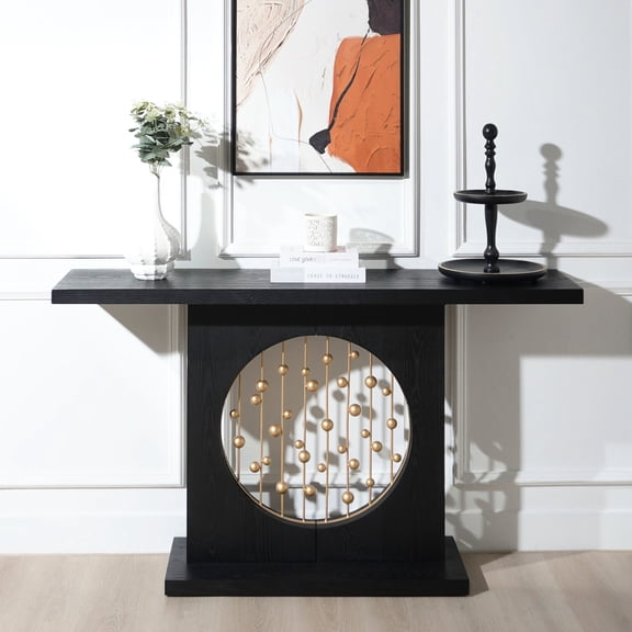Gold-Accent Modern Console / Perfect for Entrance and Interior / Stable Engineered Wood