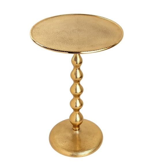 Gold Accent Side Table, Round Pedestal Side Table for Living Room, Small Spaces, Bedroom & Sofa, Vintage Brass Style Drink Table, 15x22 Inch Height Gold