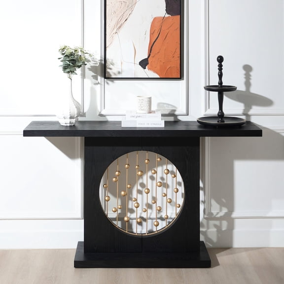 Gold-Accented Black Sofa Table / Versatile for Different Home Spaces / Sturdy Construction