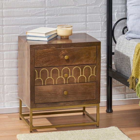 Gold Accented Design | Side Table for Contemporary Bedroom Decor | Provide a Sleek and Chic Look