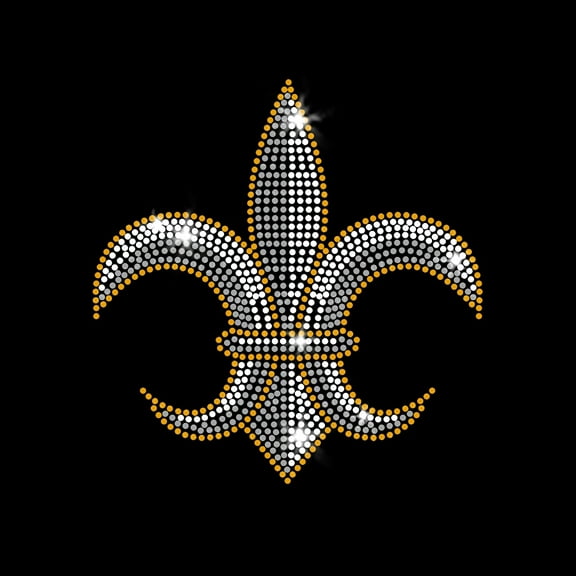 Gold Accented Fleur de Lis Iron-on Rhinestone and Rhinestud Transfer by JCS Rhinestones