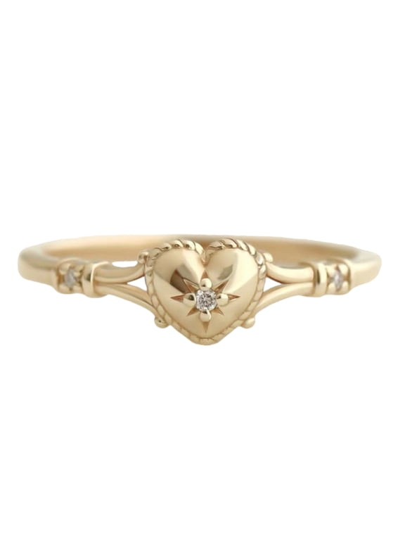 Gold Accented Heart Design Rings Alloy Jewelry Elegnt Finger Rings For Women Sizes 5 11 Everyday Wear Gift