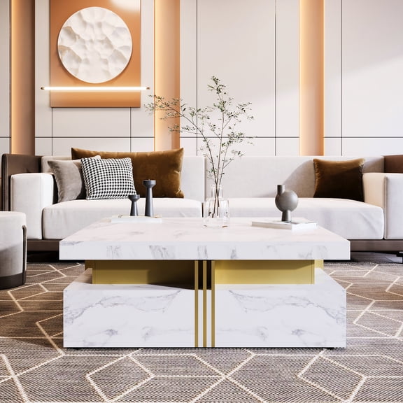 Gold Accented Square - Storage for Magazines - Home Gathering Spot - Combine Style and Utility