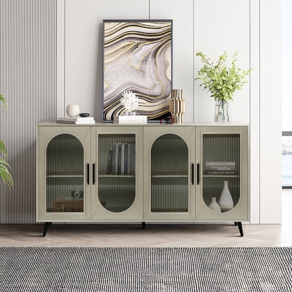 Gold Accents & Sturdy Construction | Multi-functional as TV Stand or Sideboard | Plenty of Storage Space