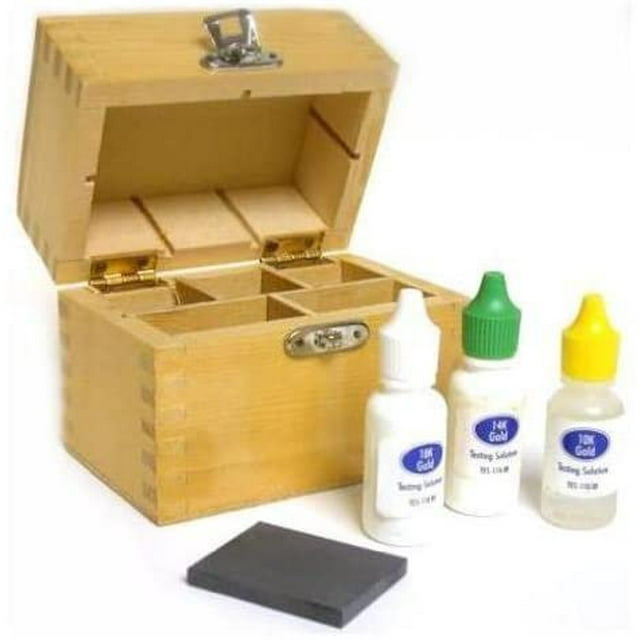 Gold Acid Test Kit 10k,14k,18k,Testing Stone & Wood Box