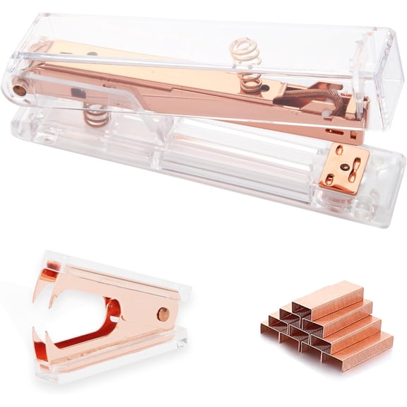 Gold Acrylic Stapler, Desktop Stapler, 25 Sheet Capacity, includes 1000 Staples and Staple Remover