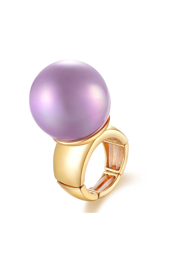 Gold Adjustable Cocktail Pearl Ring Woman's Costume Hip Hop Night Out Party Jewelry