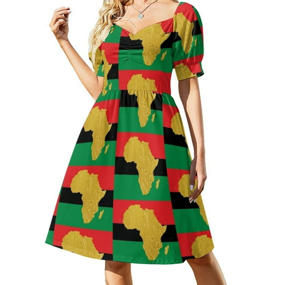 Gold African Symbol of Africa - Golden Pan African Flag Sleeveless Dress loose women's dress elegant women's sets Woman fashion
