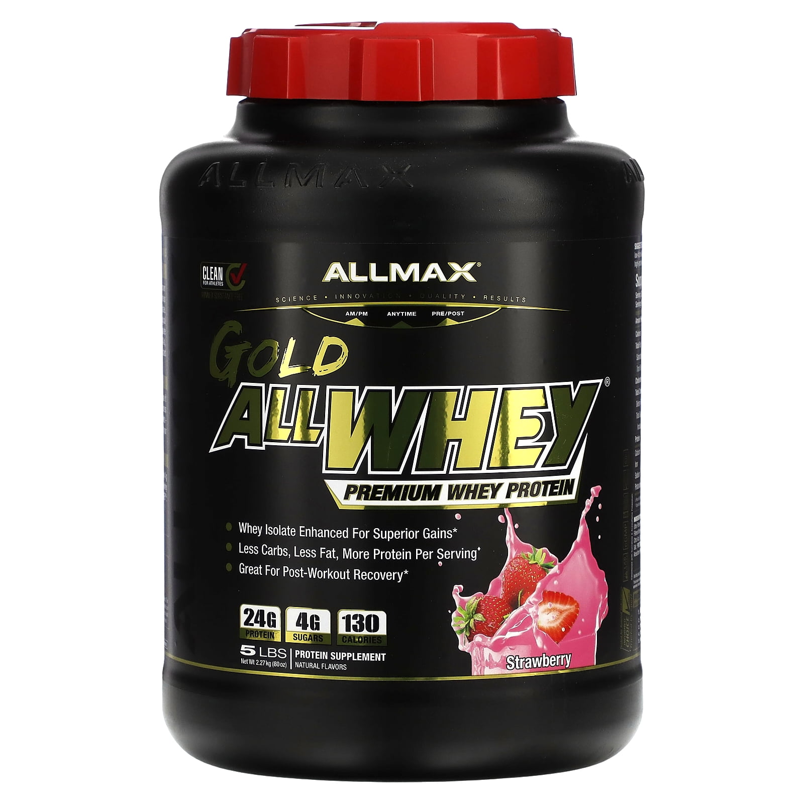 Gold Allwhey Premium Whey Protein Strawberry Lbs Kg Allmax Walmart Com