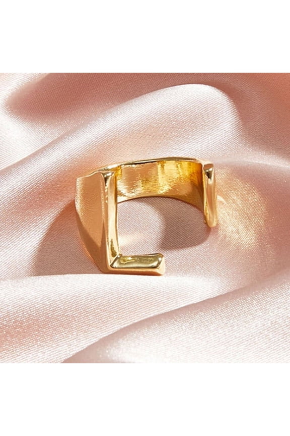 Gold Alloy Letter Ring for Women Initial Alphabet Index Finger Ring Electroplated Simple Ring Fashion Jewelry Gift for
