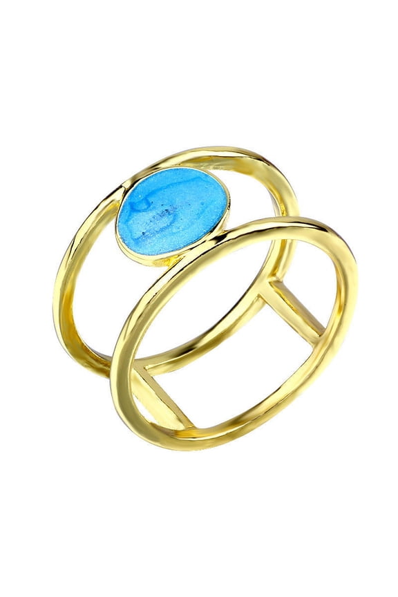 Womens Wave Ring Gold Alloy with Artificial Gemstone Inlay European Design Individually Packaged Birthday Gift for Her Fashion Jewelry Ring