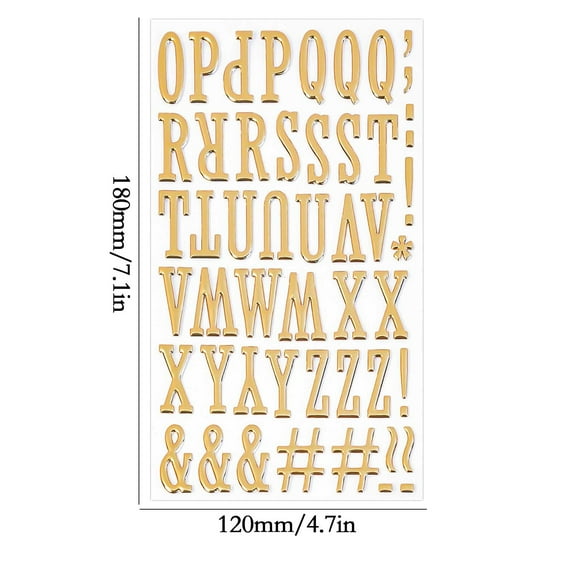 Gold Alphabet Letter Stickers | High-Gloss Metallic Puffy Letters for Journaling, Scrapbooking, Gift Wrapping, Cards, DIY Decorations | Self-Adhesive, Premium Shine, 1 Sheet