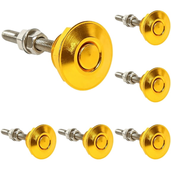 Gold Aluminum Quick Release Hood Pins 6 Pack Universal Aluminum Quick Release Fasteners 1.18in Push Button Hood Latch Kit for Vehicle Bumper Trunk Panels