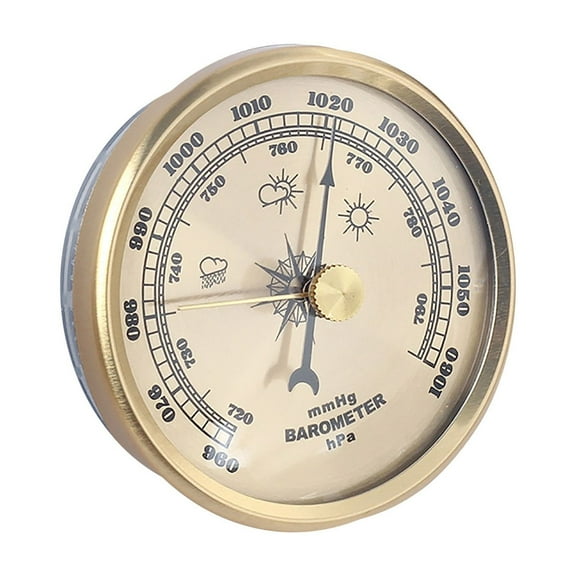 Gold Analog Barometer With Temperature Humidity Gauge, Weather Station For Home Fishing Boat, Classic Design