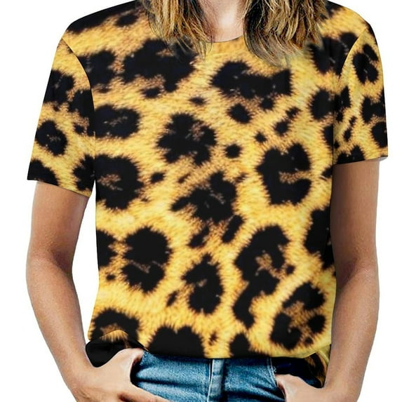 Gold And Brown Leopard T Shirt O Neck Oversized T Shirts Short Sleeve Street Style Tees Female Beach Trendy Custom Clot
