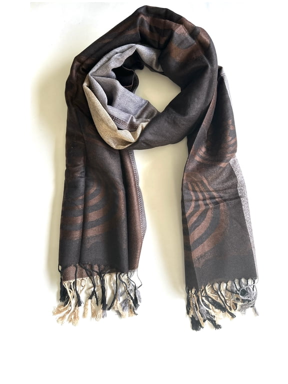 Gold And Dark Brown Shawl Wraps for women - Pashmina Brown Scarf Wrap 72inx26in