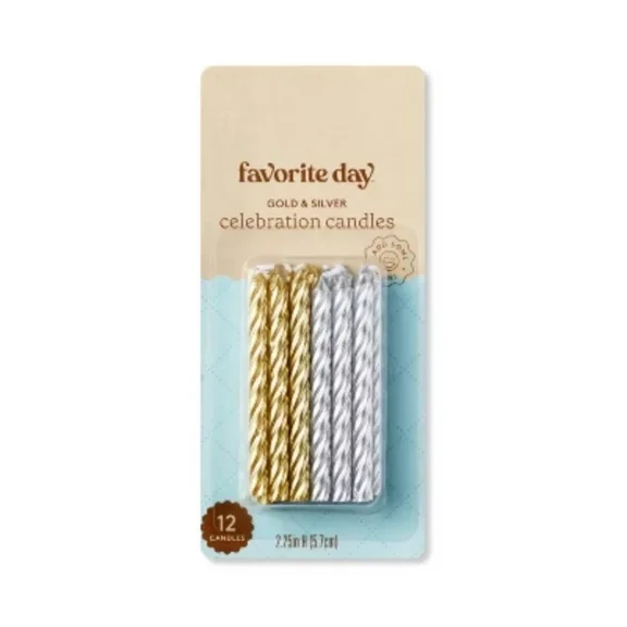 Gold And Silver Twist Candles - 12Ct - Favorite Day