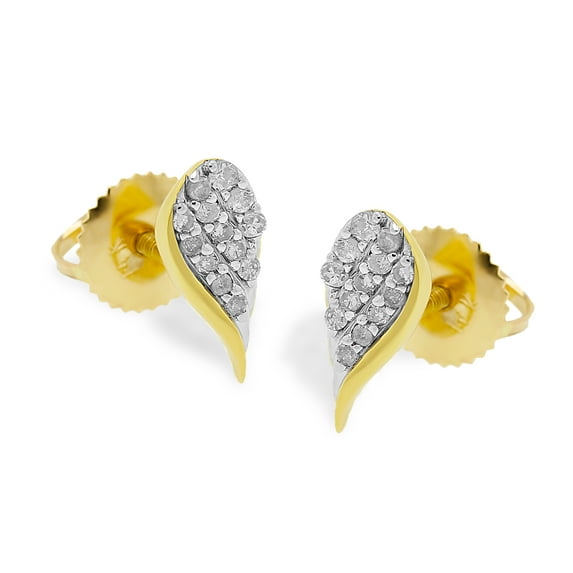 Gold Angel Wing Earring - 0.15CT Diamonds - 14 Karat Gold - Angel Wing Studs - Earrings Jewelry